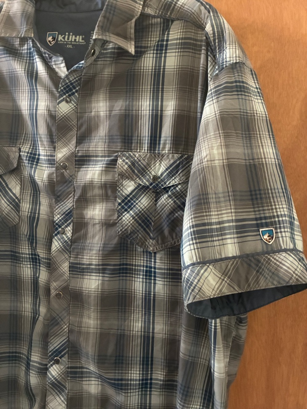 Kuhl Men’s Short-Sleeve Plaid Button-Down Shirt - Blue & Gray - Picture 4 of 5